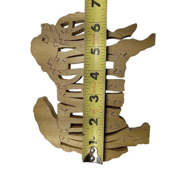 Pomeranian Dog Wooden Scroll Jigsaw Puzzle Figurine Art Wood USA Signed By Maker - Picture 4 of 5